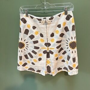 ELeveNses White Multi Color Floral Print Pleated A-Line Mini Skirt Size 4